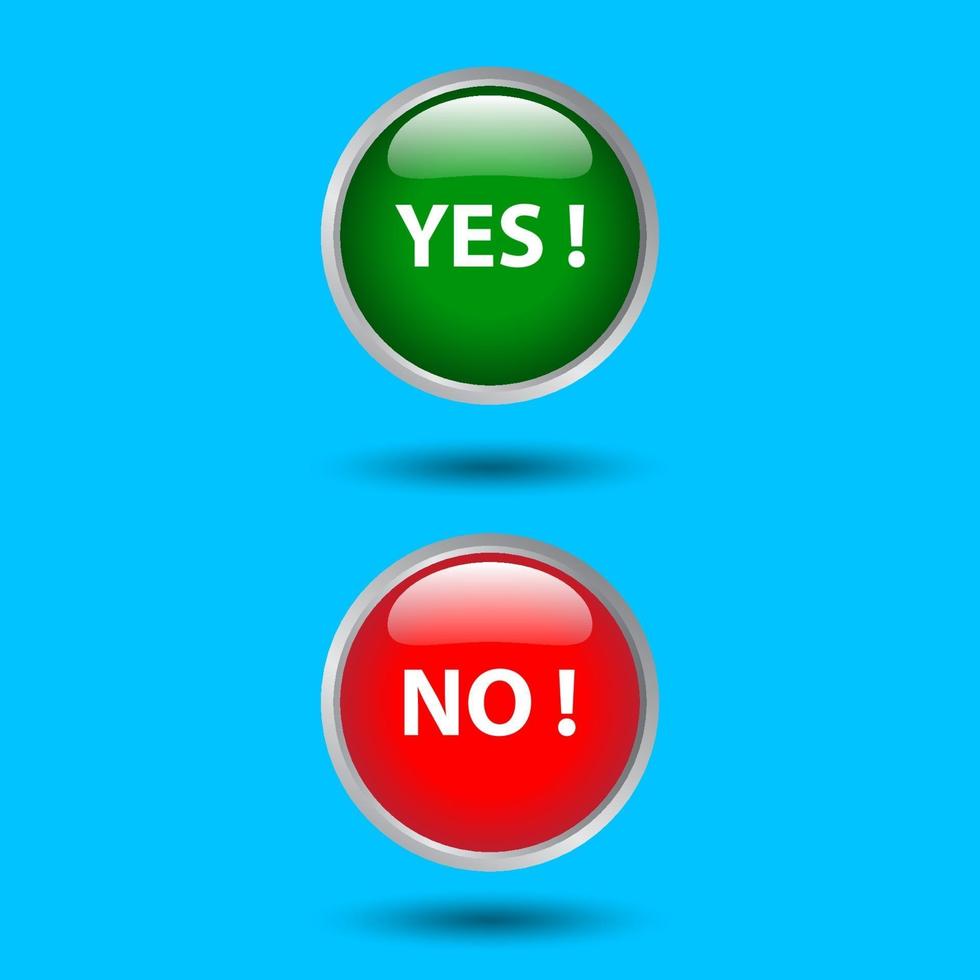 Simple sign graphic design isolated on blue background. Circle YES and NO button symbols for voting, decisions, web. vector