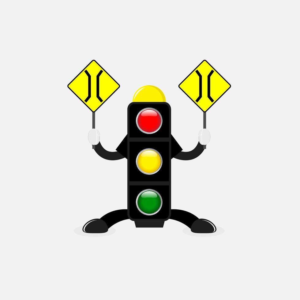 Cartoon traffic light character design. Vector illustration.