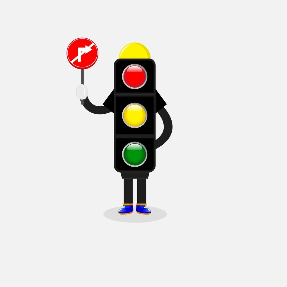Cartoon traffic light character design. Vector illustration.