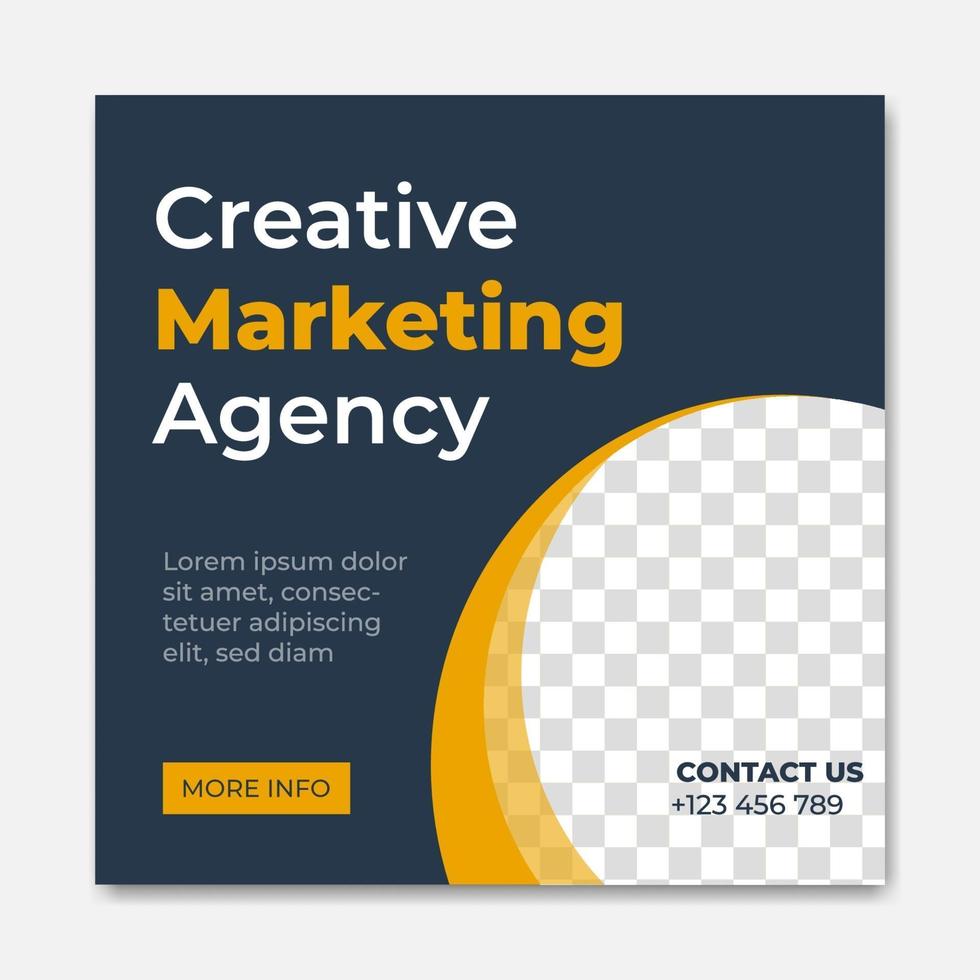 Diseño de plantilla de publicación de redes sociales de agencia de negocios digitales creativos. promoción de banner. publicidad corporativa vector