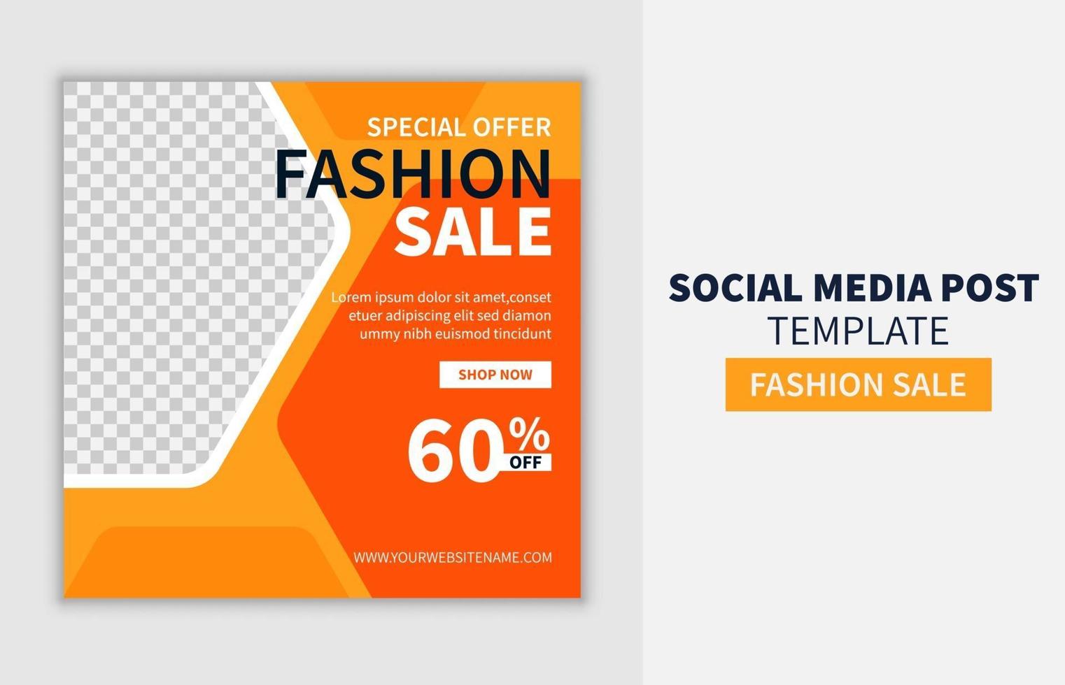 Creative Fashion sale promo social media post template design banner with yellow color style. good for online business promotion vector