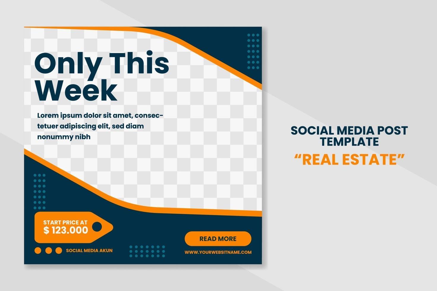 Modern real estate social media post template banner design. web banner promotion design vector