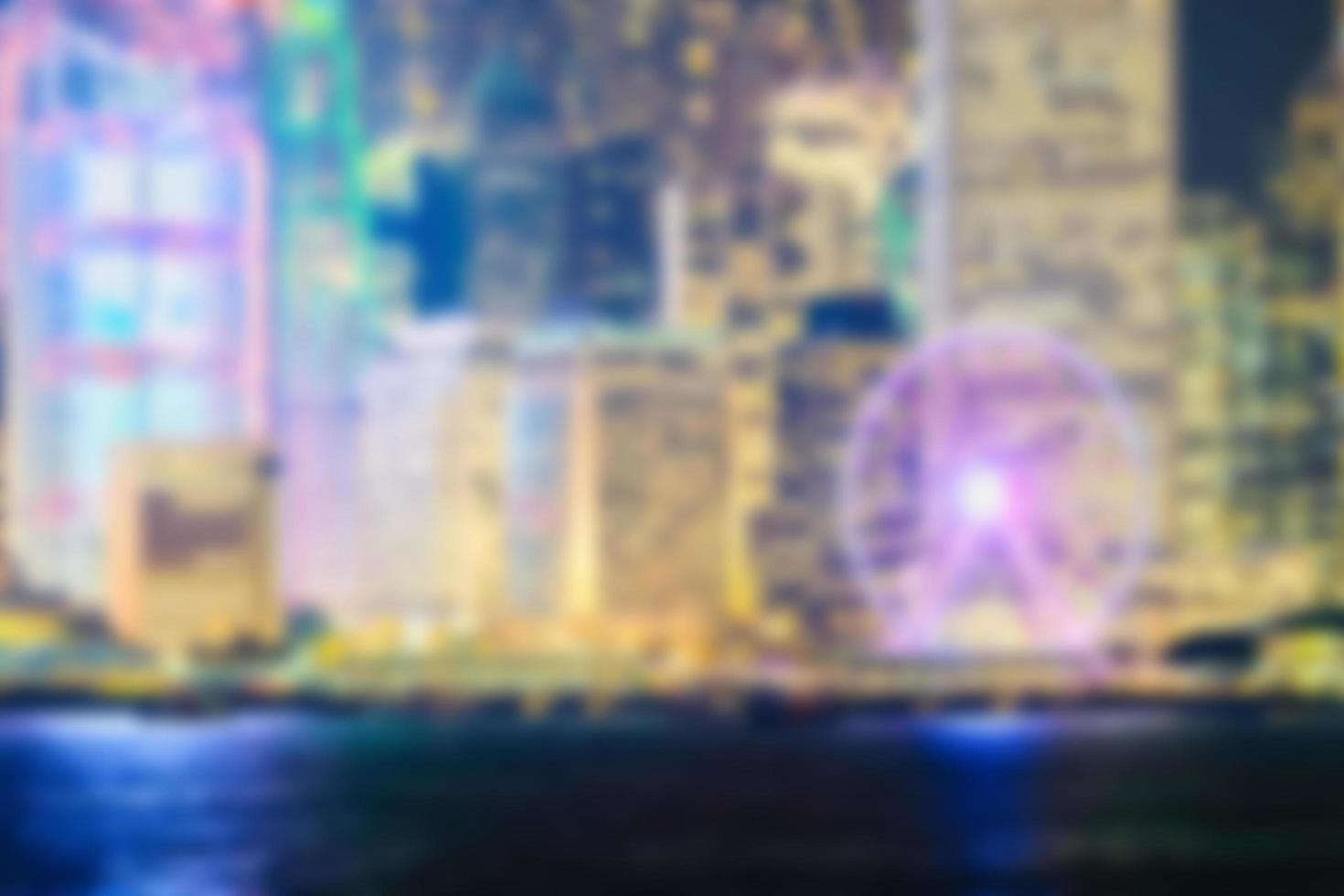 Abstract defocused Hong Kong skyline photo