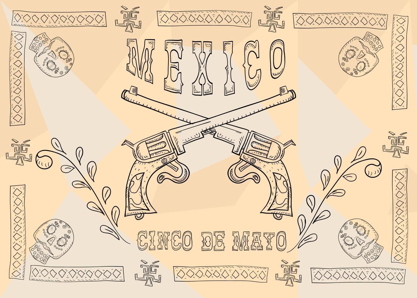 poster design sticker with pattern frame Mexican theme for event decoration and backgrounds vector
