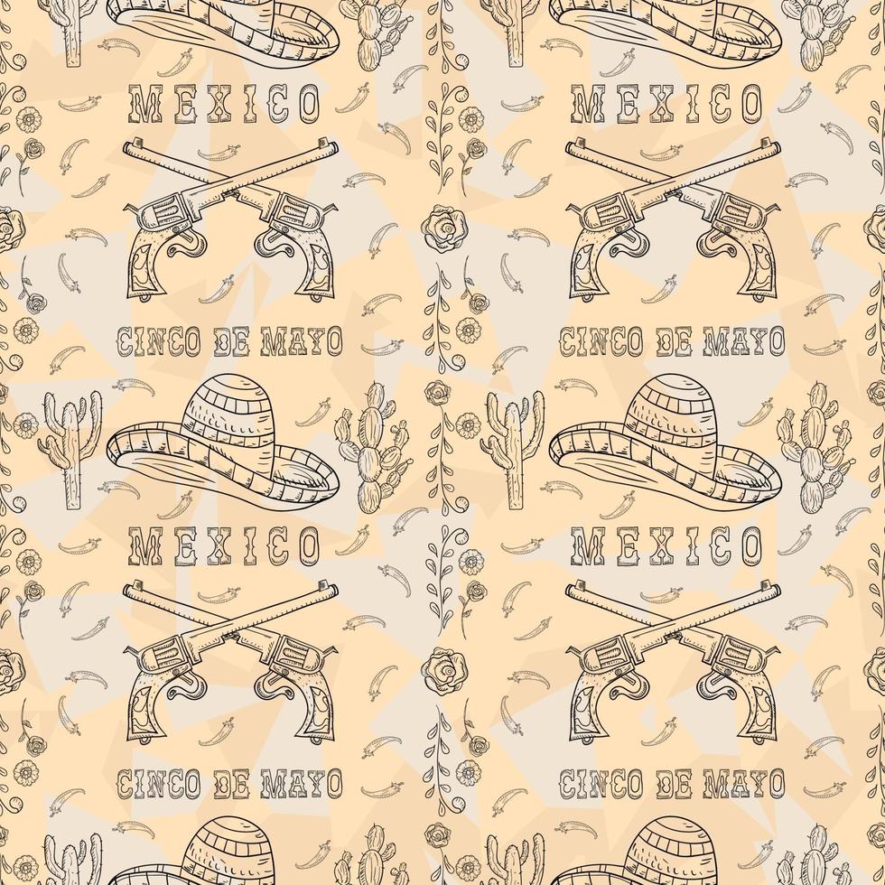 contour illustration of a seamless Mexican theme for design vector