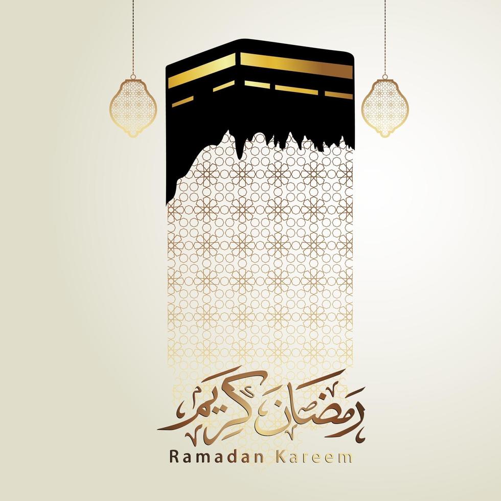 Ramadan Kareem with kaaba vector