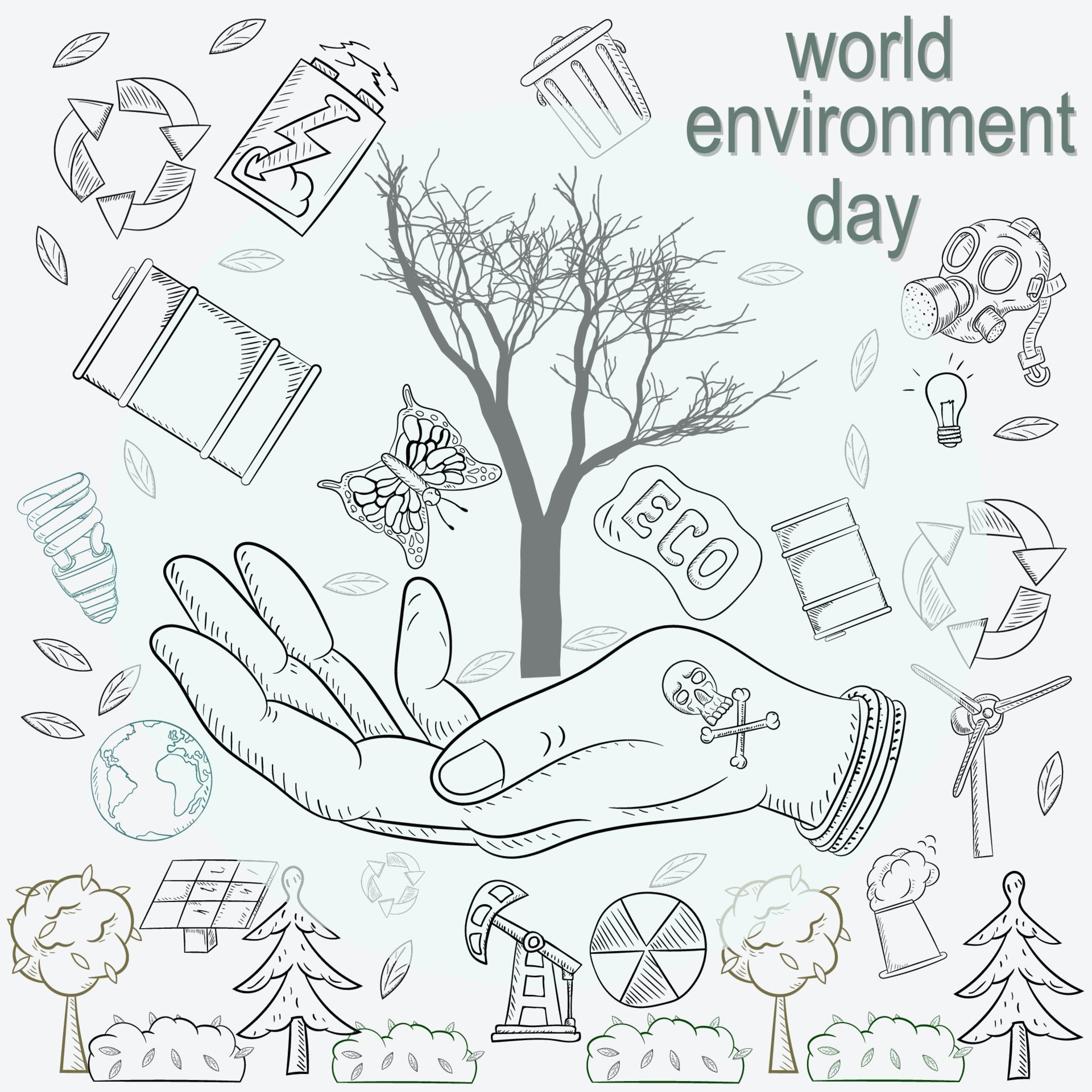 contour illustration for the design of various objects of human life