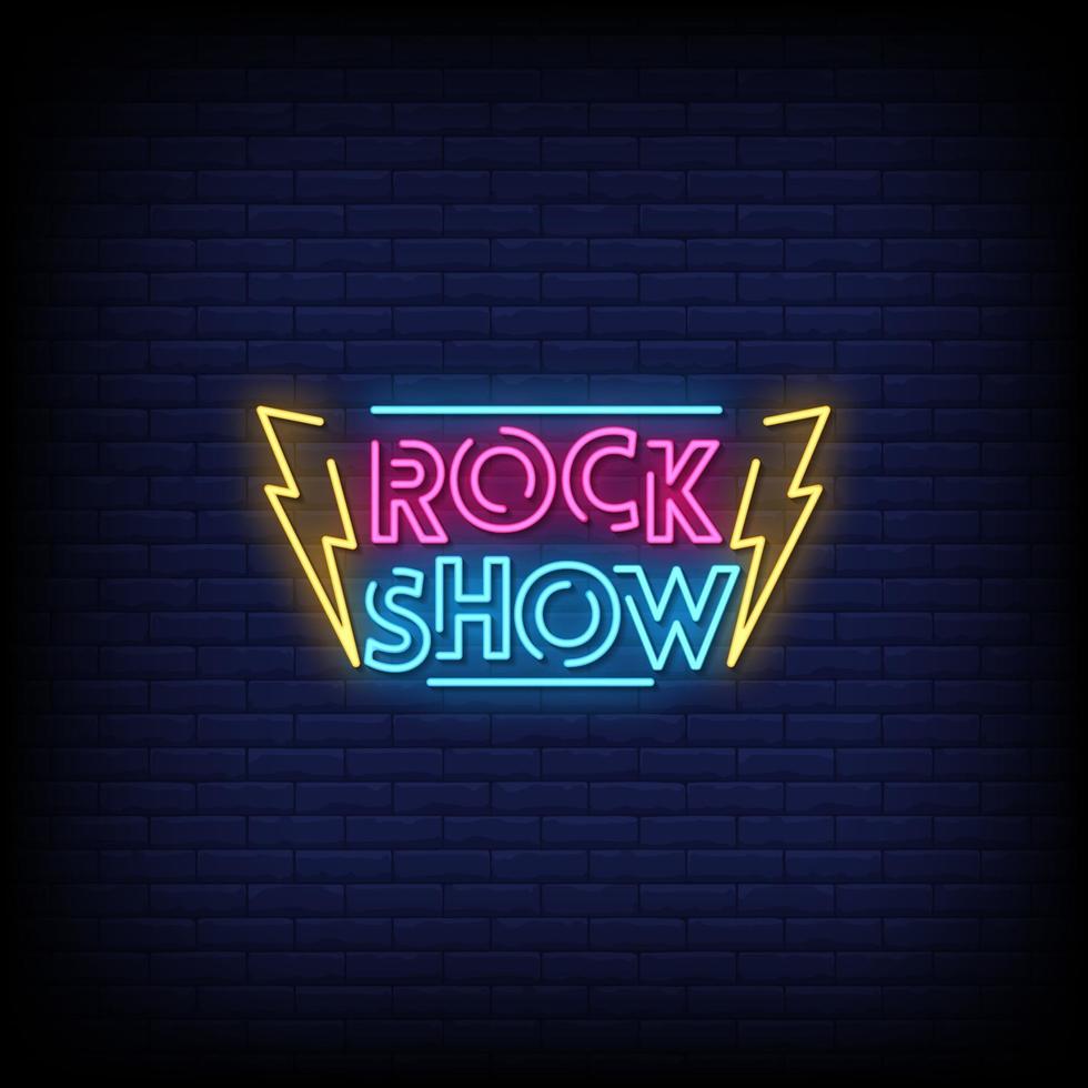 Rock Show Neon Signs Style Text Vector