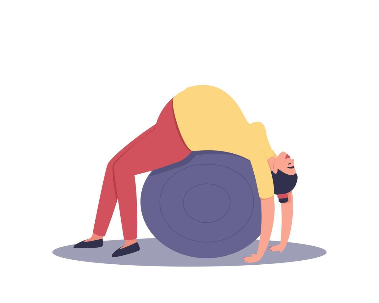 A pregnant woman stretching on a fit ball vector