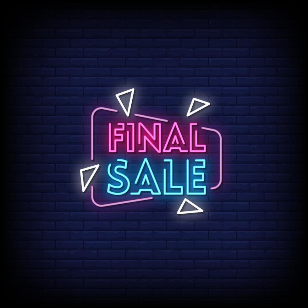 Final Sale Neon Signs Style Text Vector