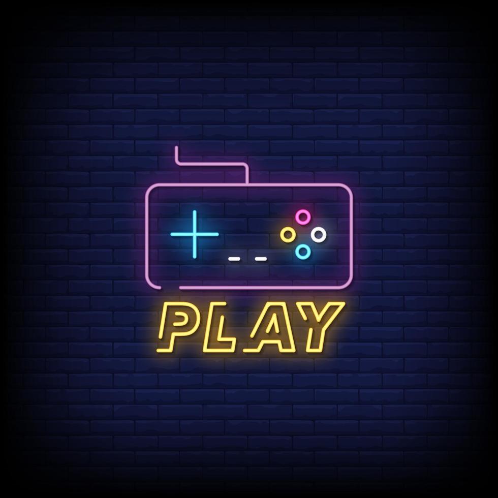 Play Neon Signs Style Text Vector