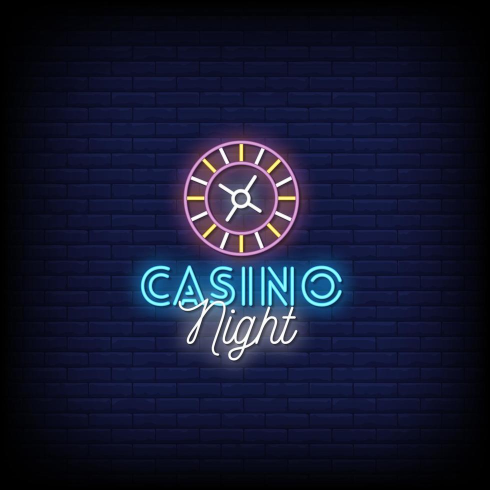 Casino Night Neon Signs Style Text Vector