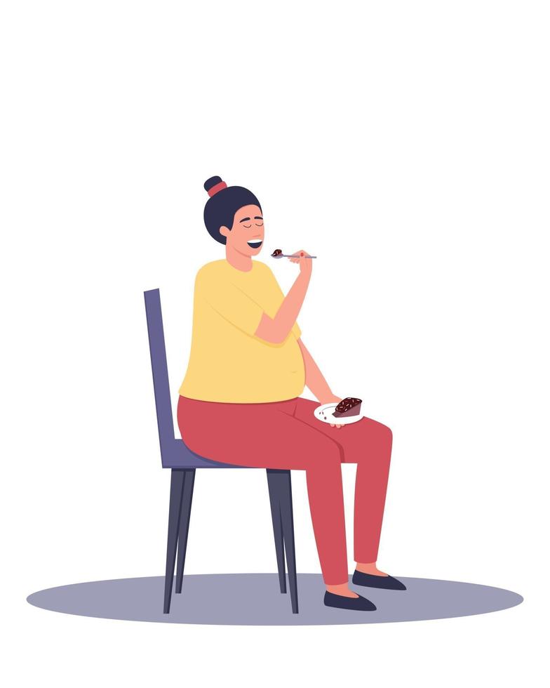 A pregnant woman is enjoying a dessert vector