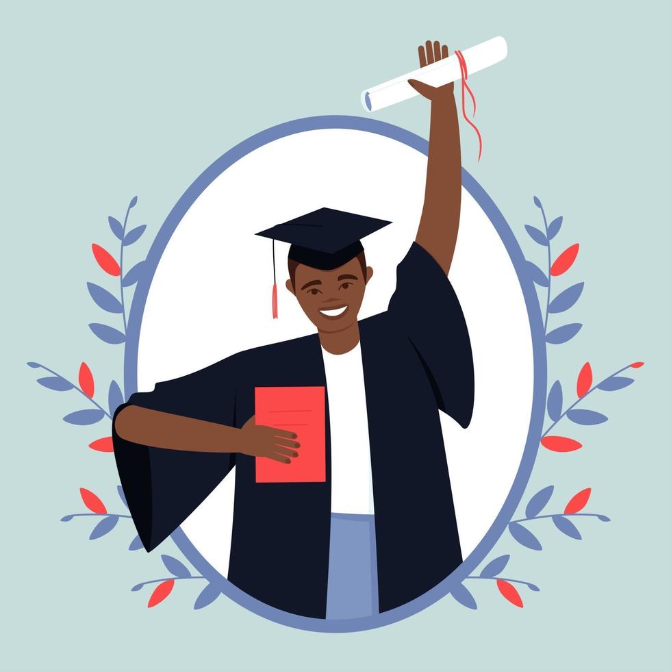 Happy African American graduate from an educational institution vector