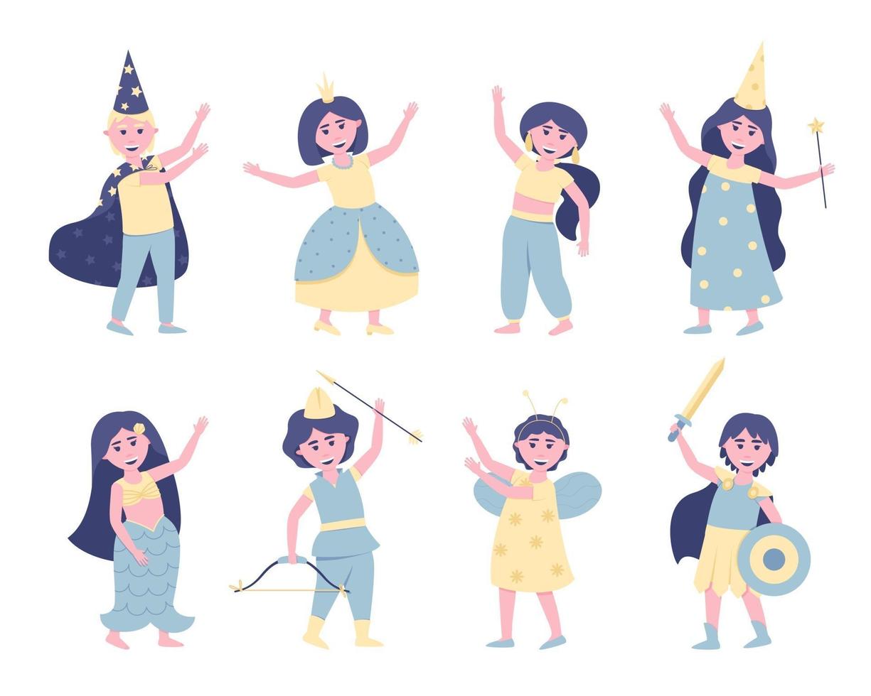 Set of children in carnival costumes vector