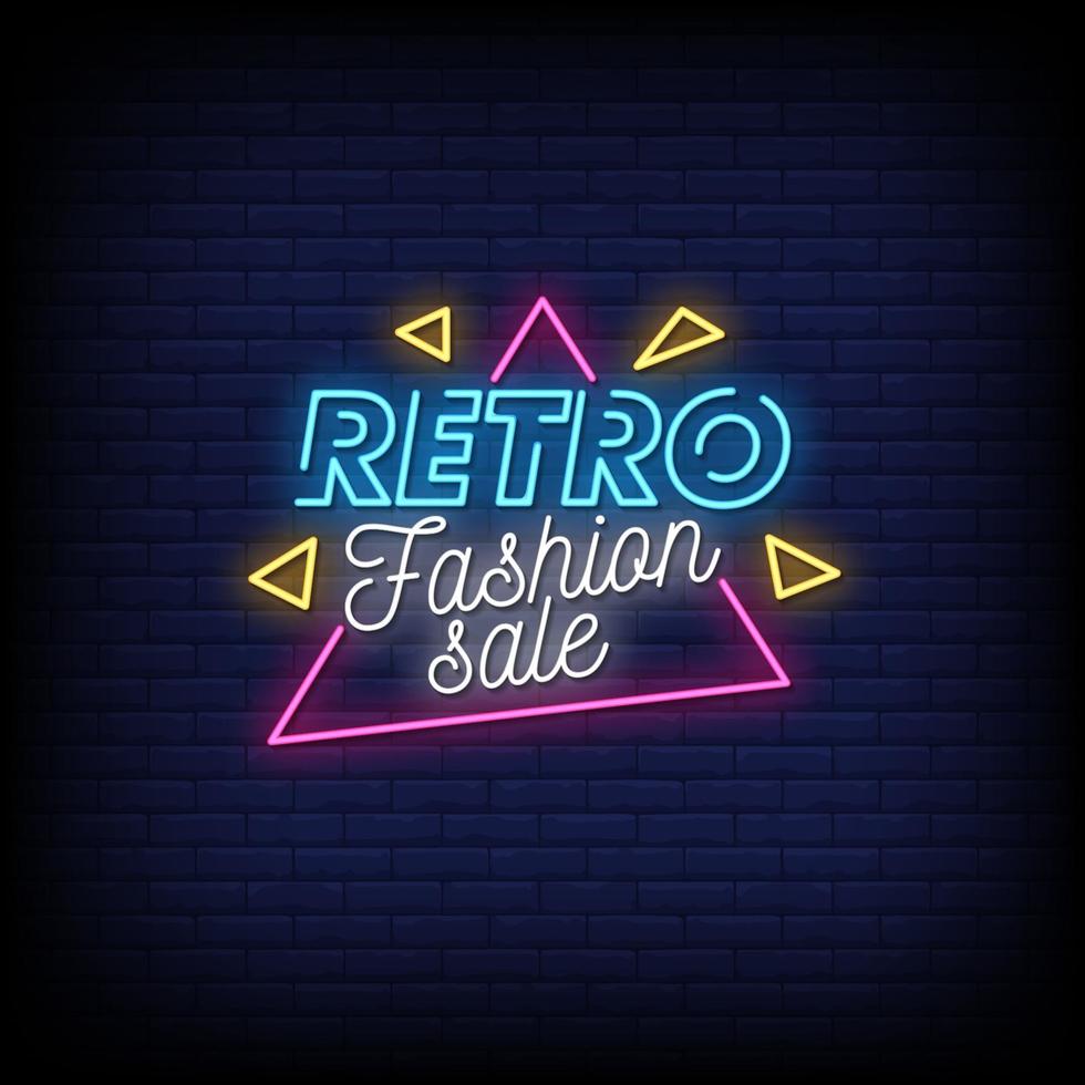 Retro Fashion Sale Neon Signs Style Text Vector