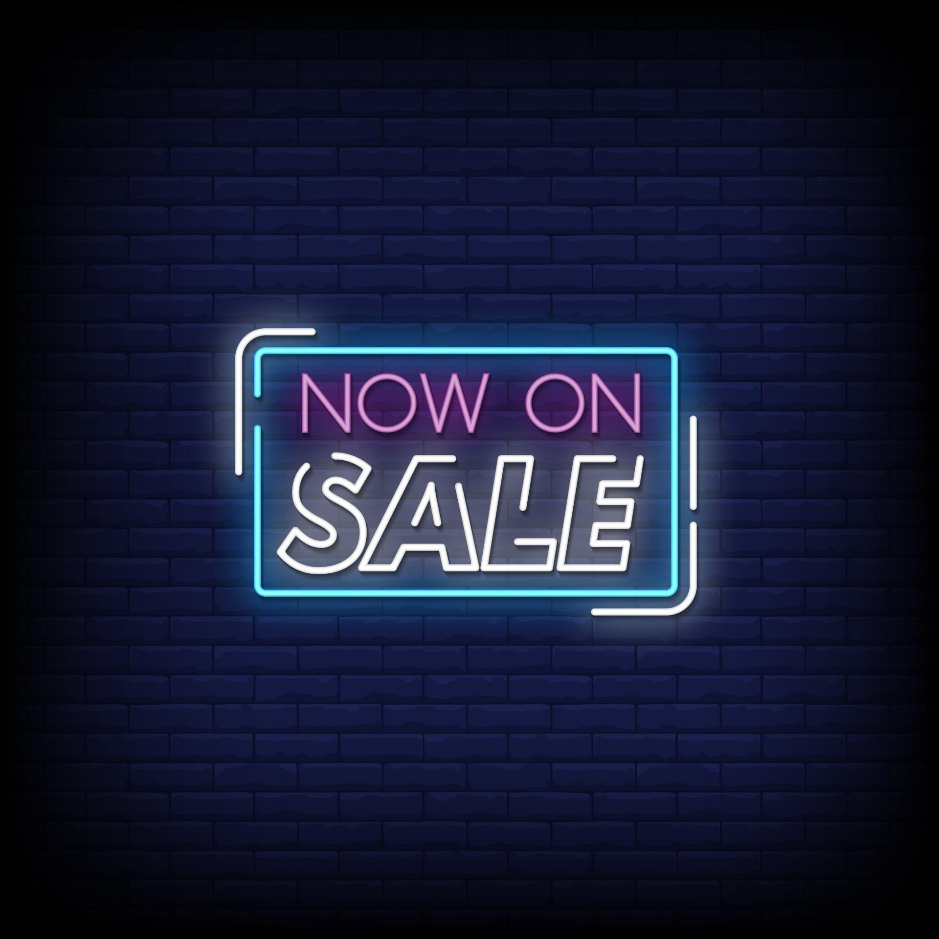 Now On Sale Neon Signs Style Text Vector 2241402 Vector Art at Vecteezy