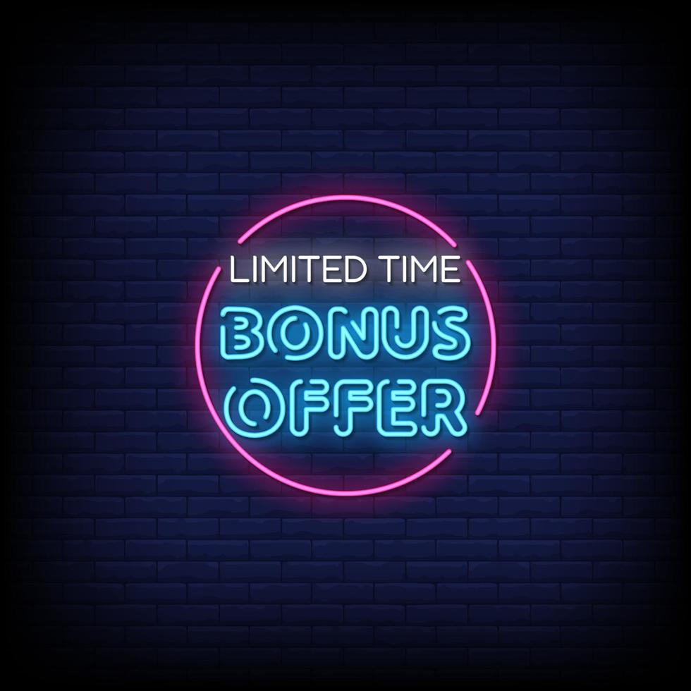 Bonus offer Neon Signs Style Text Vector