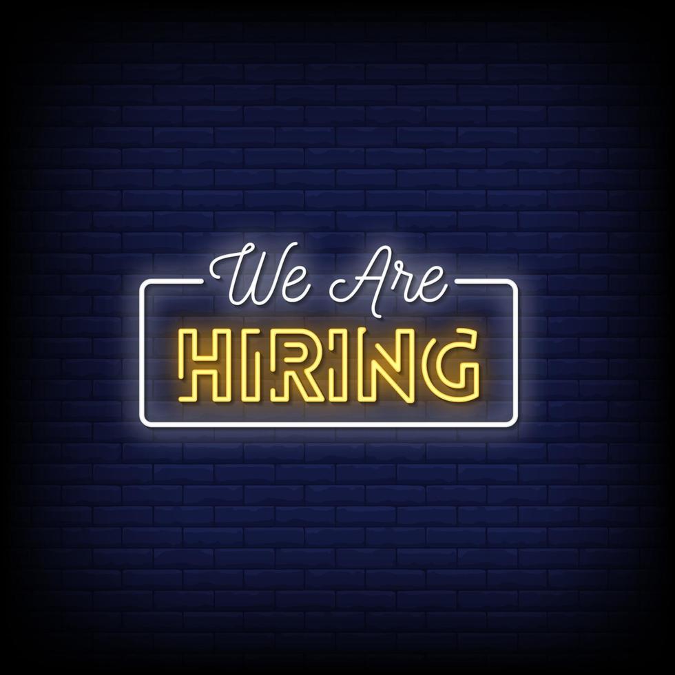 We are Hiring Neon Signs Style Text Vector