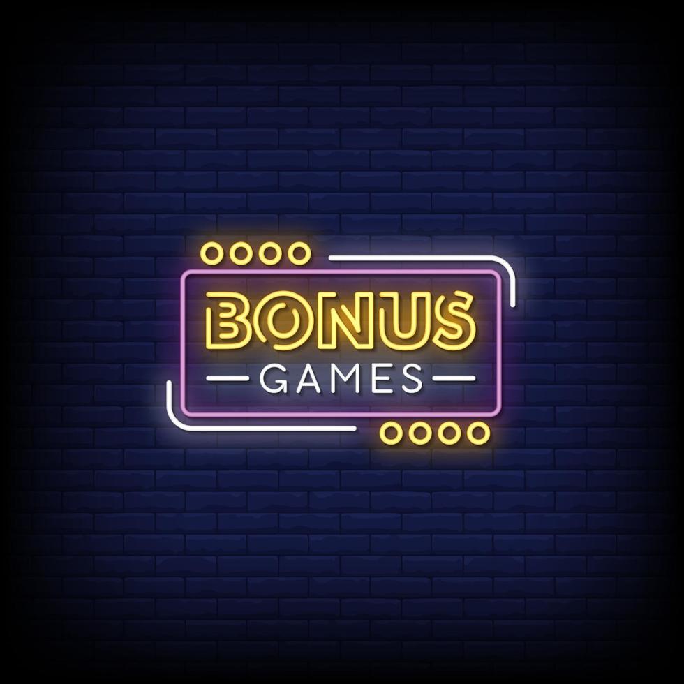 Bonus Games Neon Signs Style Text Vector