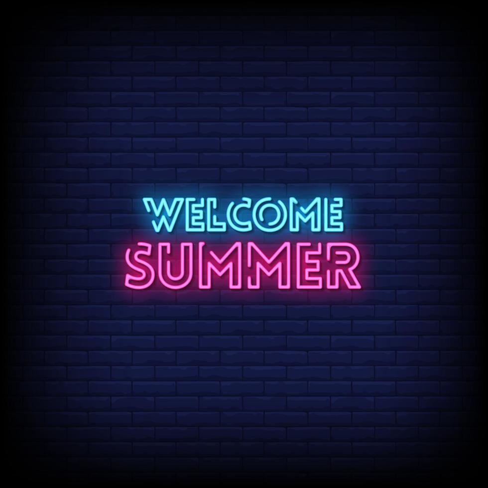 Welcome Summer Neon Signs Style Text Vector