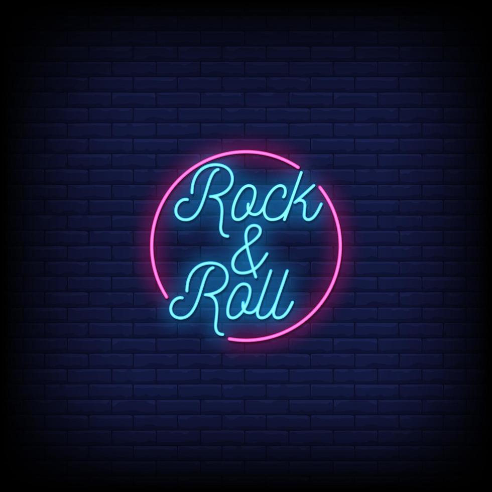Rock and Roll Neon Signs Style Text Vector