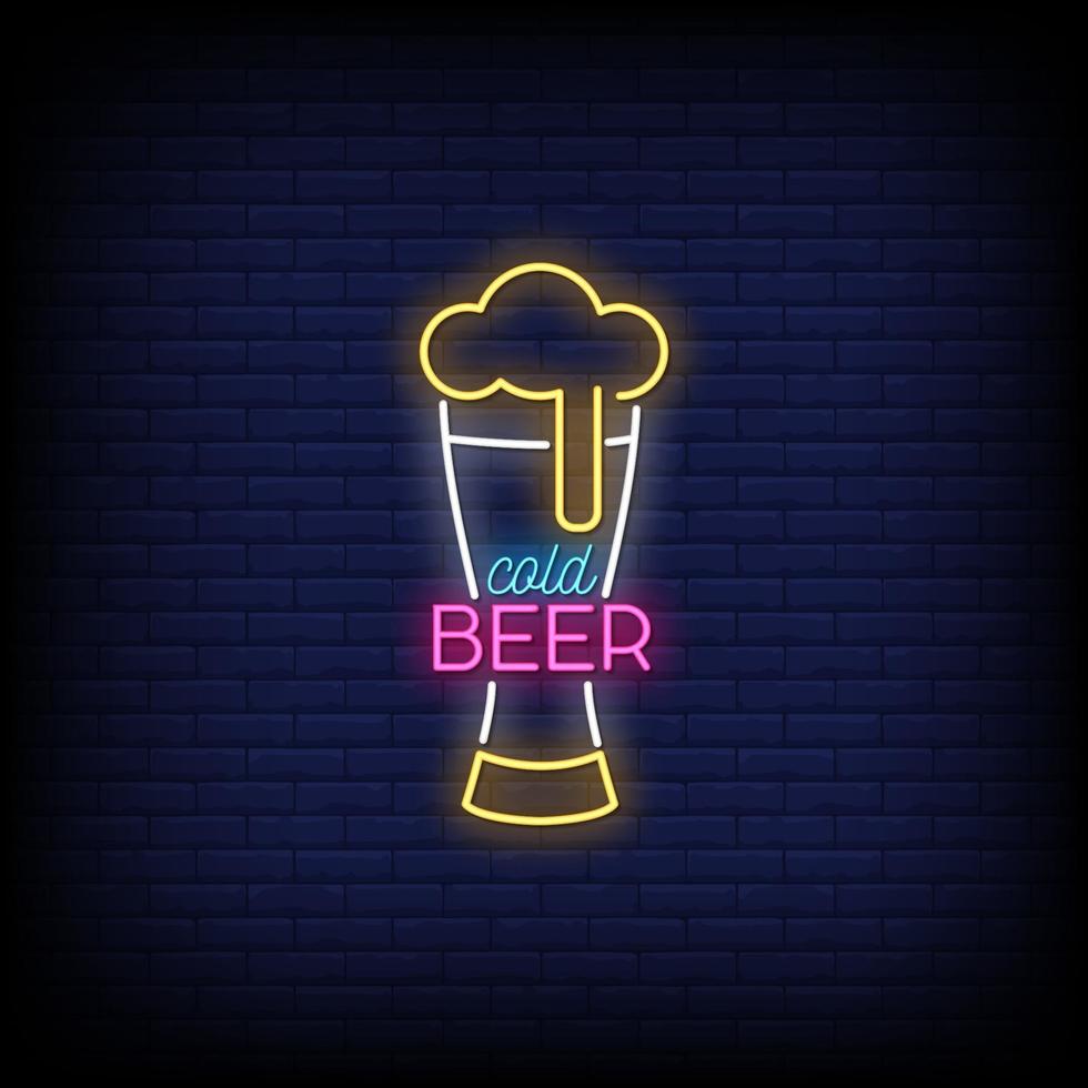 Cold Beer Neon Signs Style Text Vector