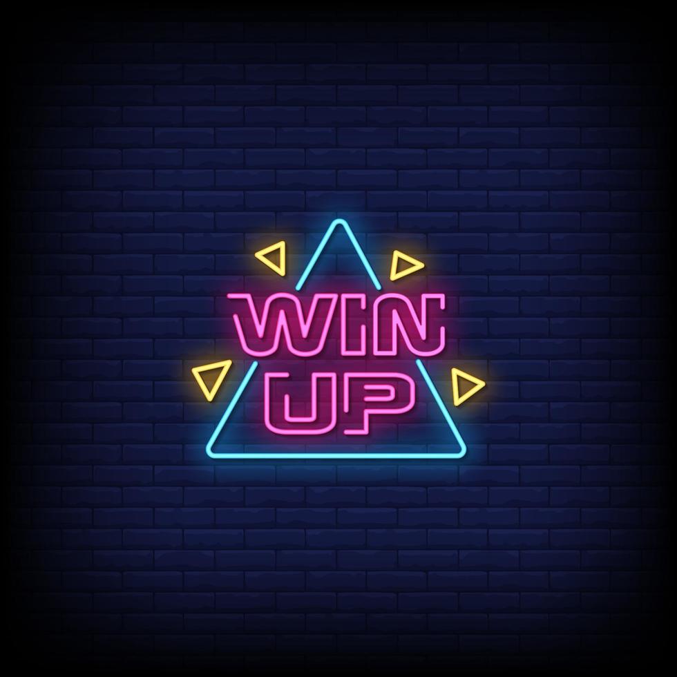 Win Up Neon Signs Style Text Vector