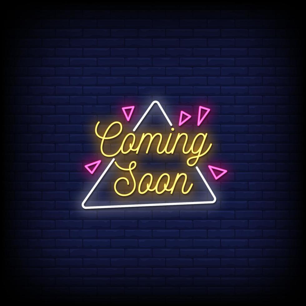 Coming Soon Neon Signs Style Text Vector
