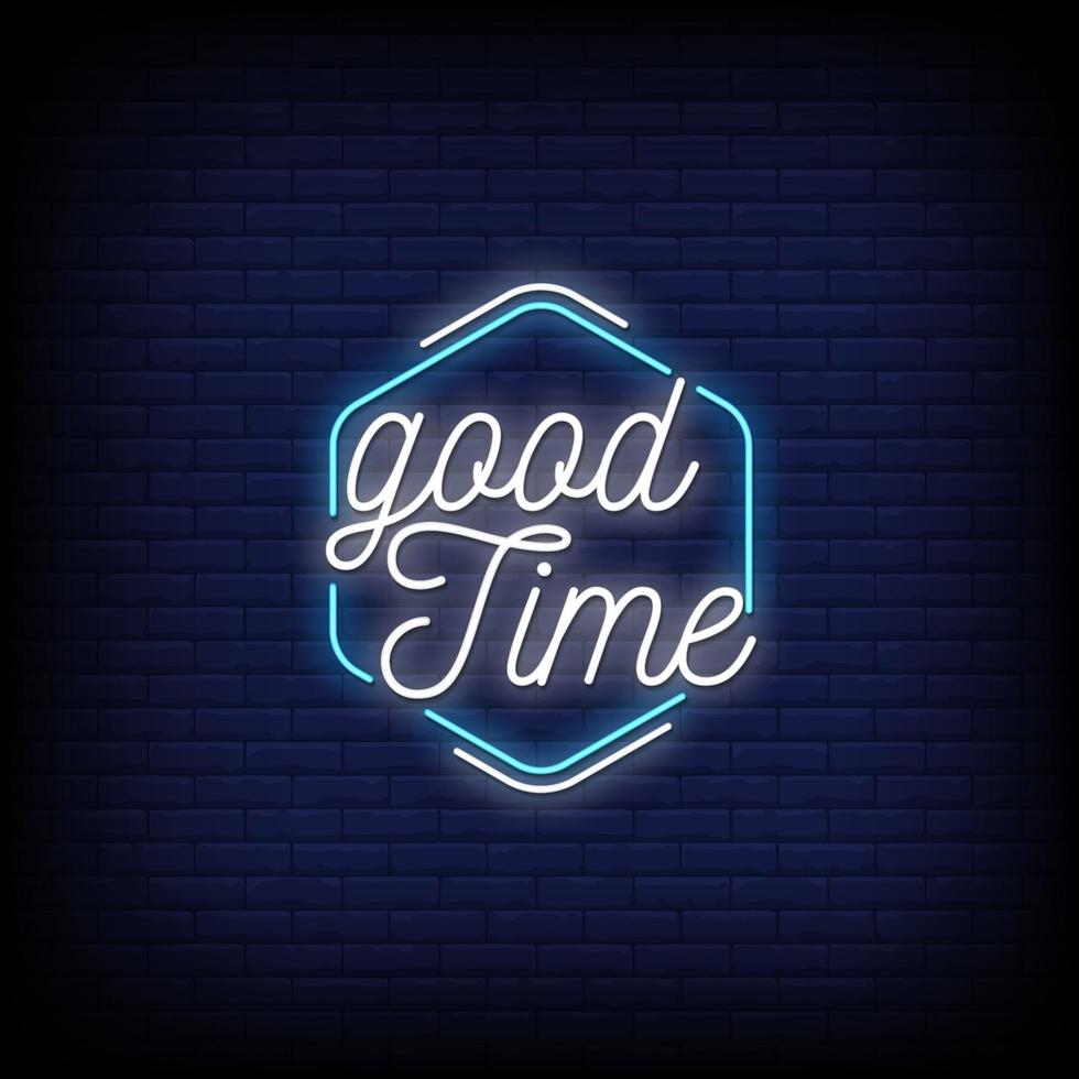 Good Time Neon Signs Style Text Vector