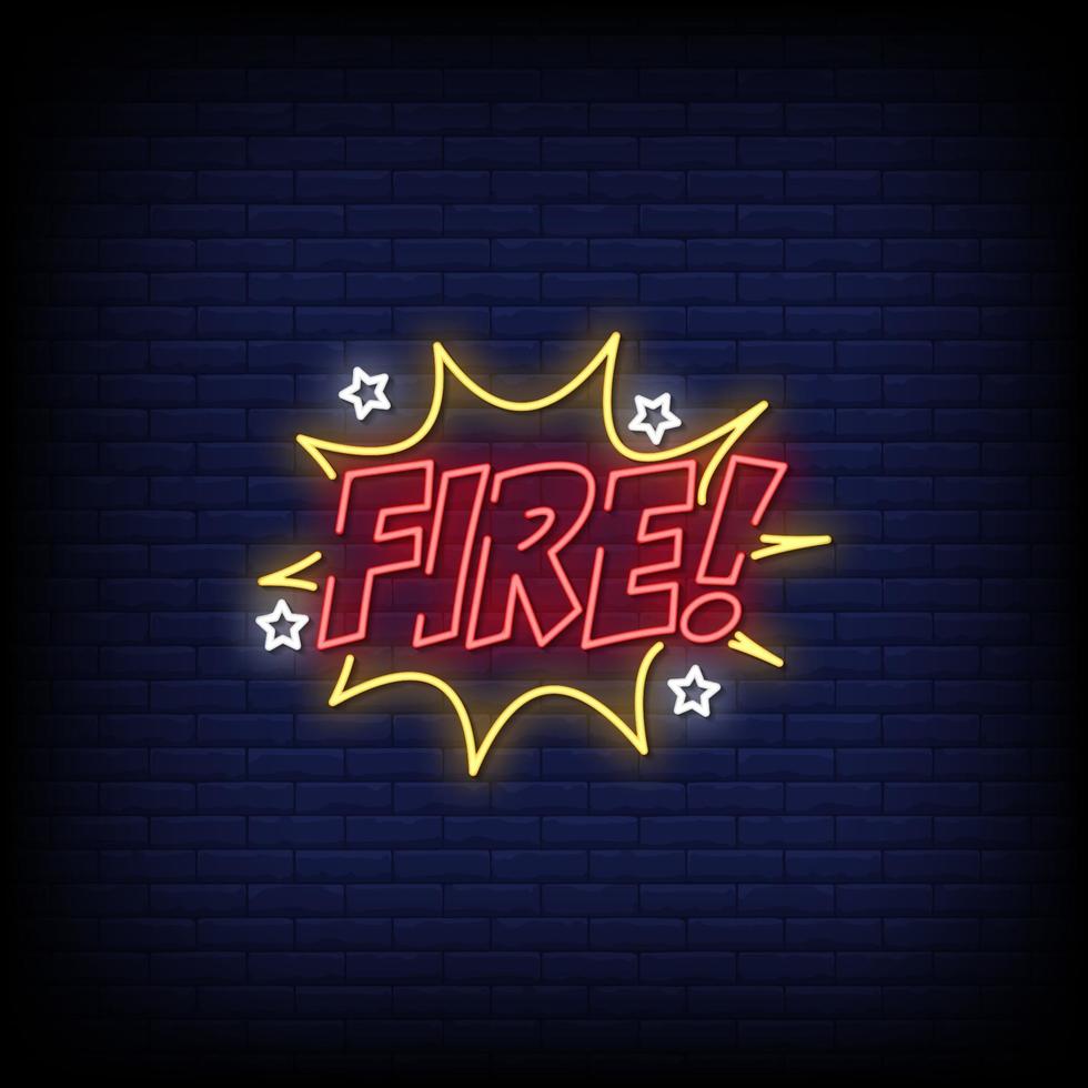 Fire Neon Signs Style Text Vector