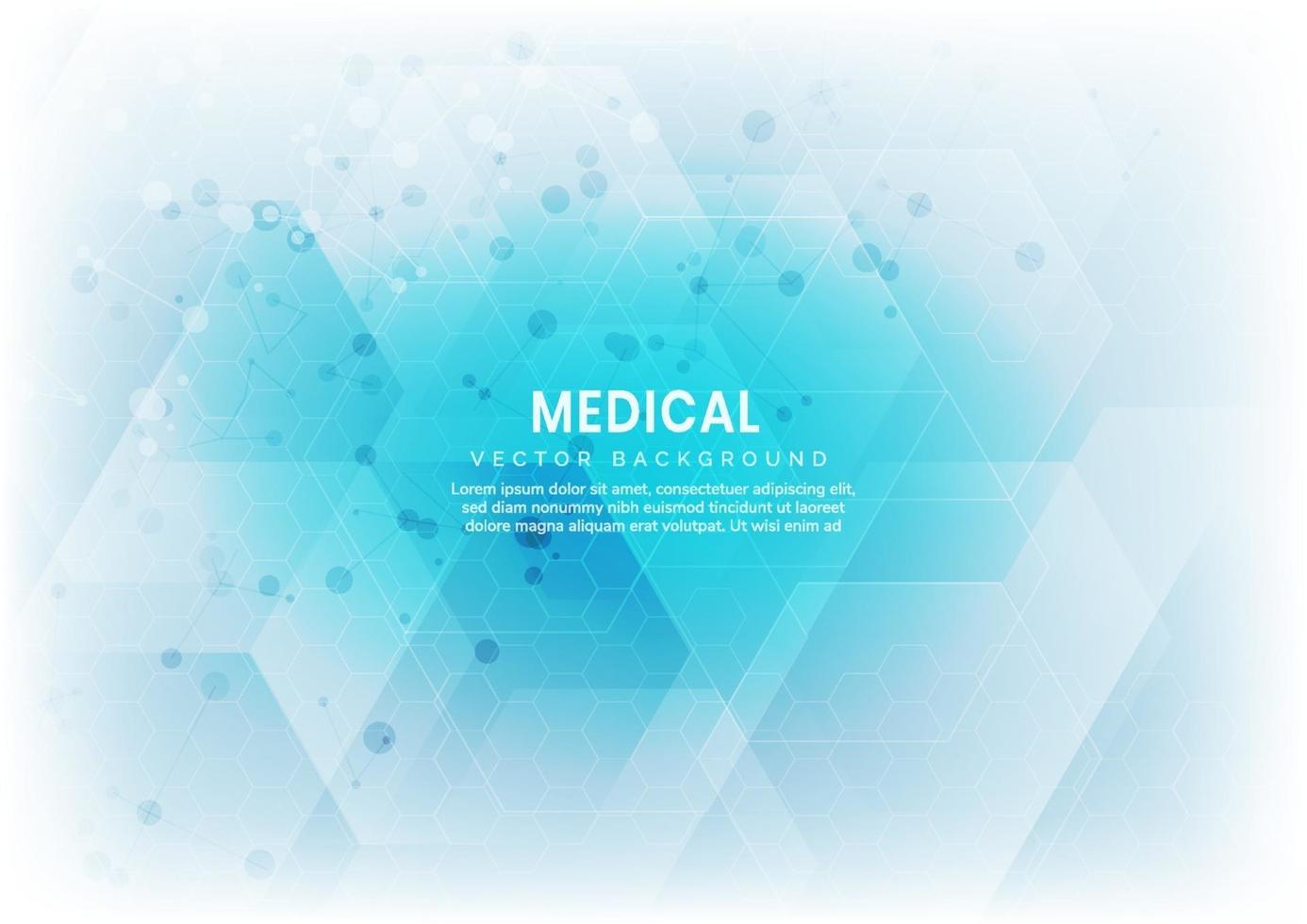 Abstract white and blue hexagon pattern background. Medical and science concept and structure molecule and communication. vector
