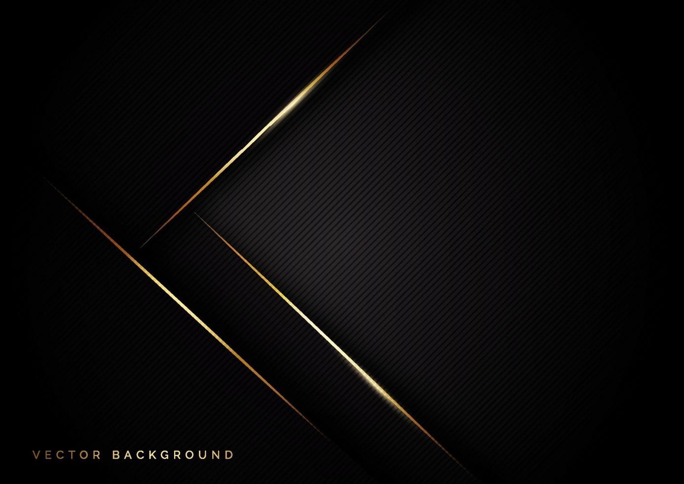 Abstract dark black color background overlapping layers decor golden lines with copy space for text. Luxury style. vector