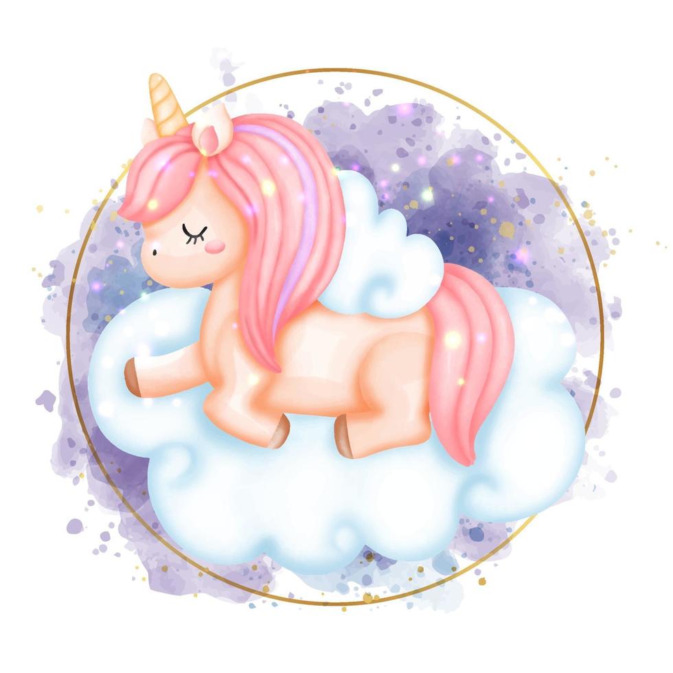 Acuarela de unicornio de pintura digital. vector