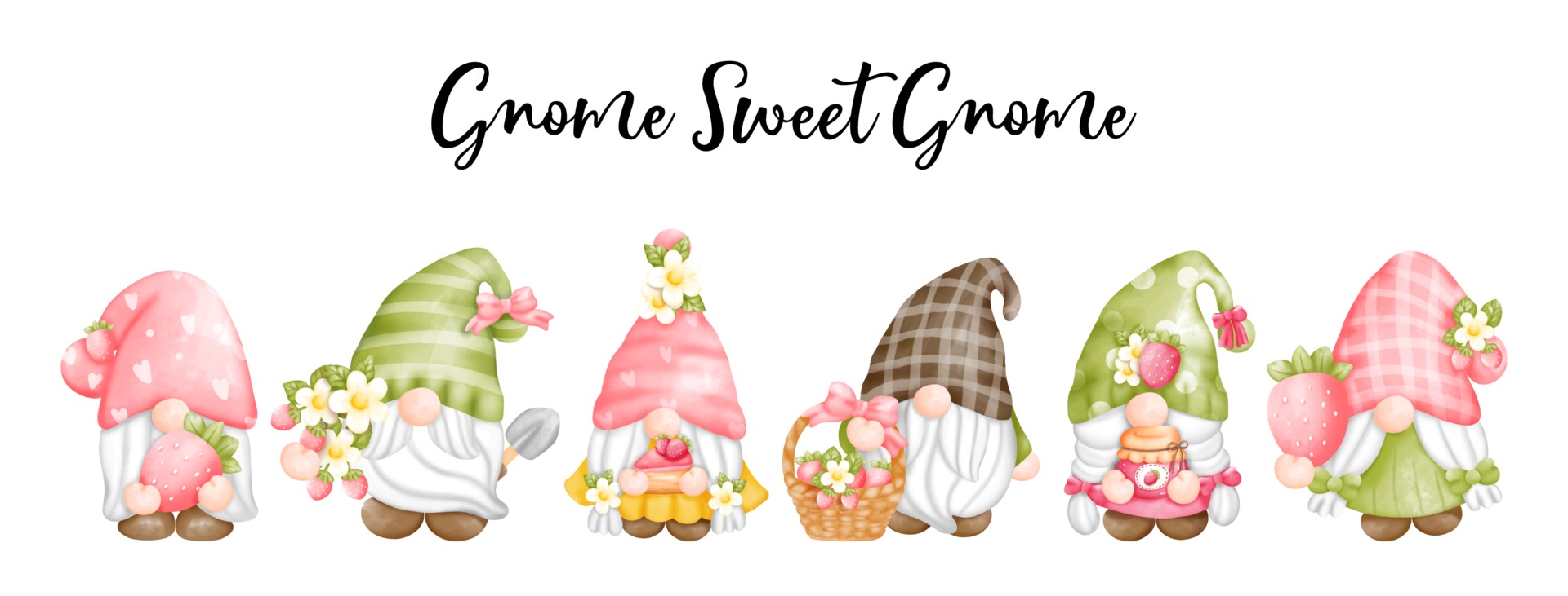 Digital paint watercolor strawberry gnomes Cute gnome spring season  greeting card 2241719 Vector Art at Vecteezy