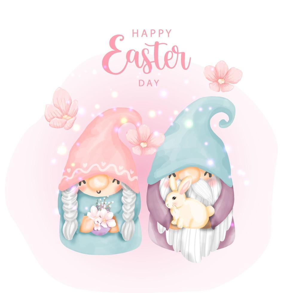 Easter watercolor gnome vector