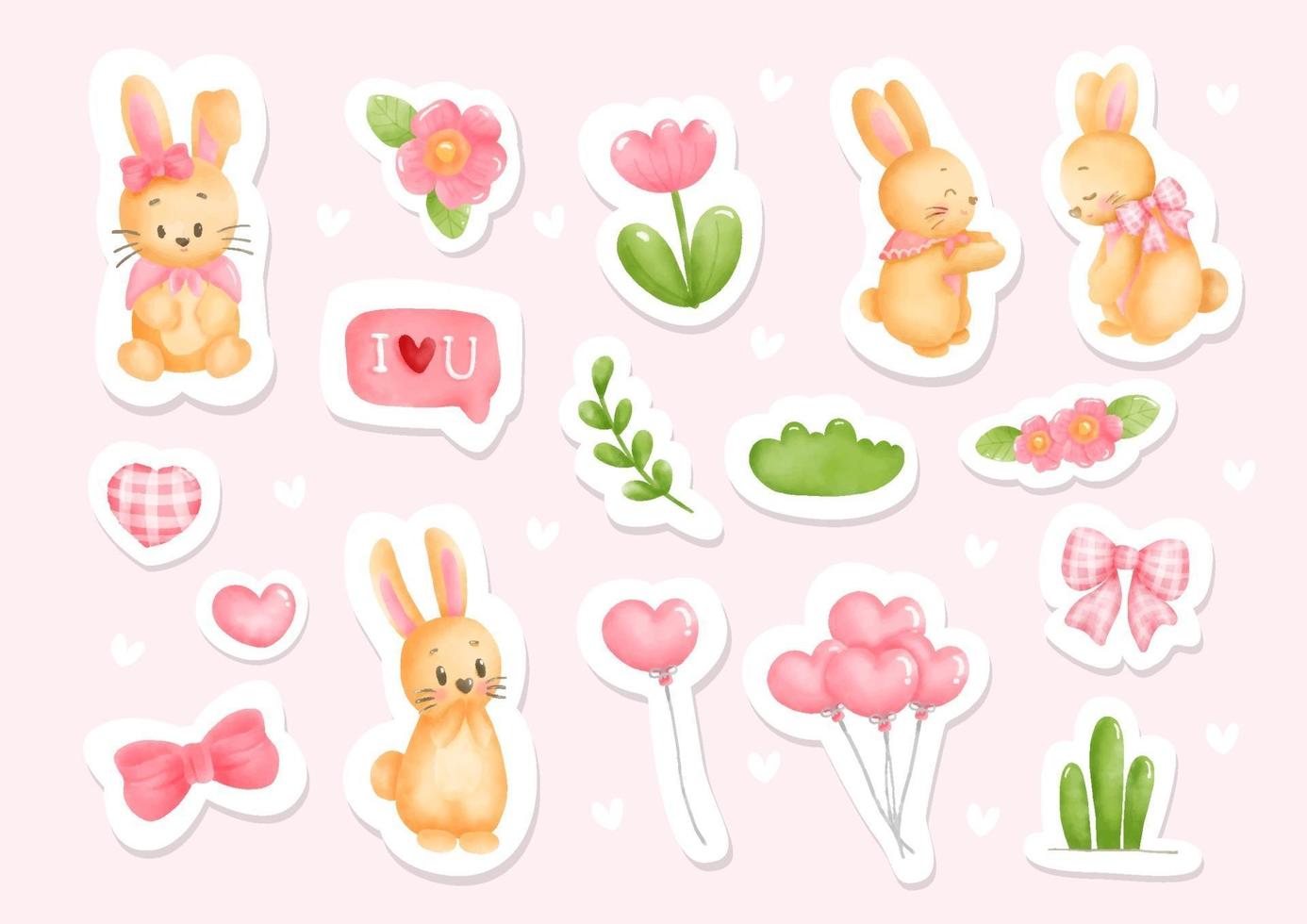 Easter rabbit sticker, planner and scrapbook vector