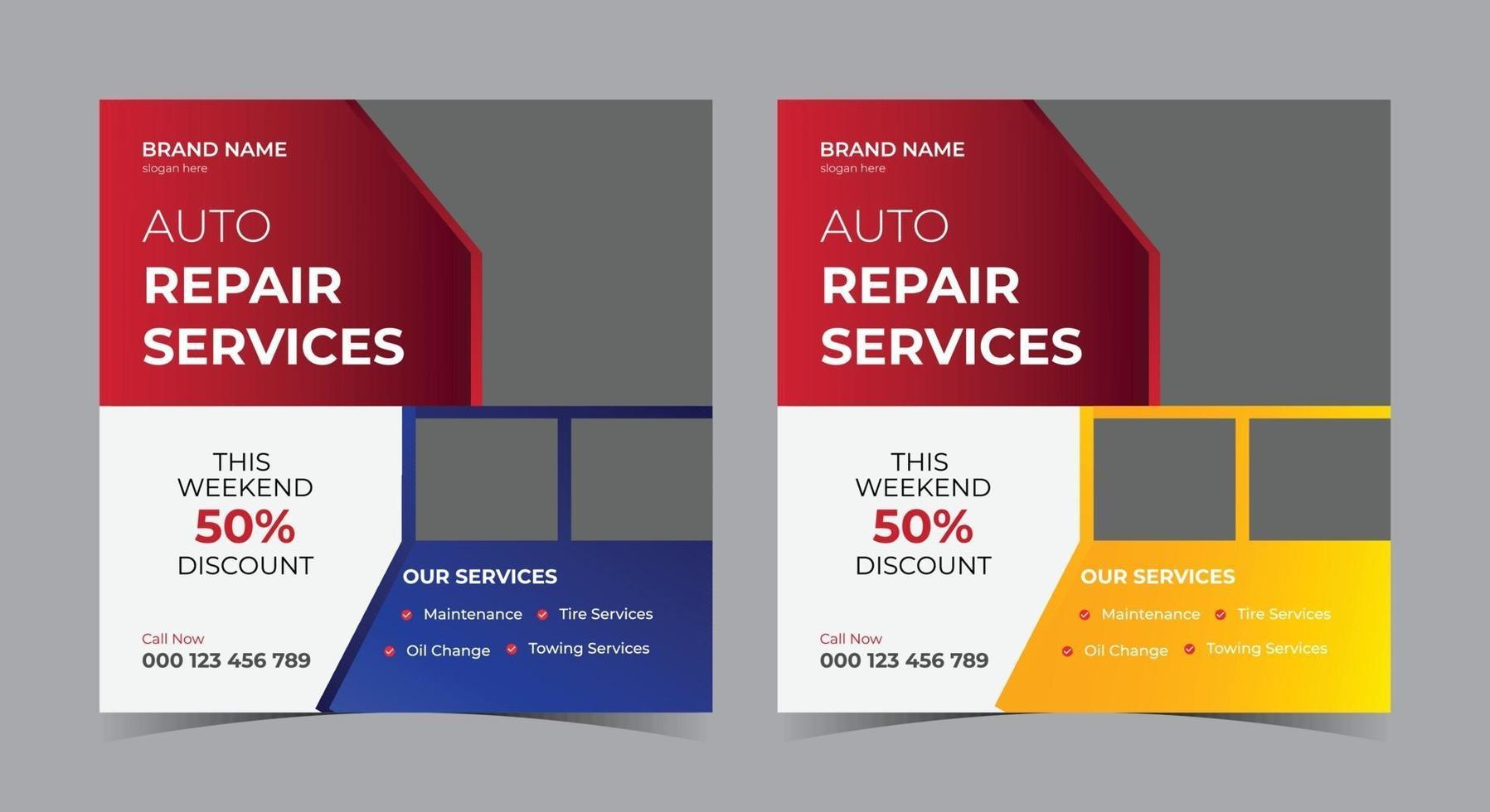 Auto Repair Services social media post and flyer vector