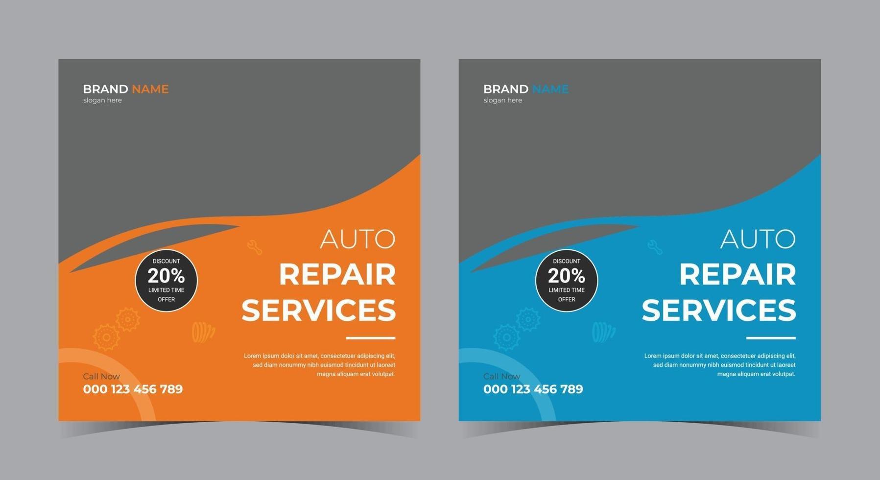 Auto Repair Services social media post and flyer vector