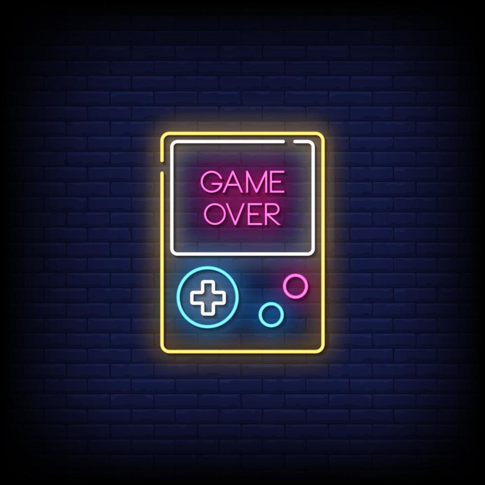 Game Over Neon Signs Style Text Vector
