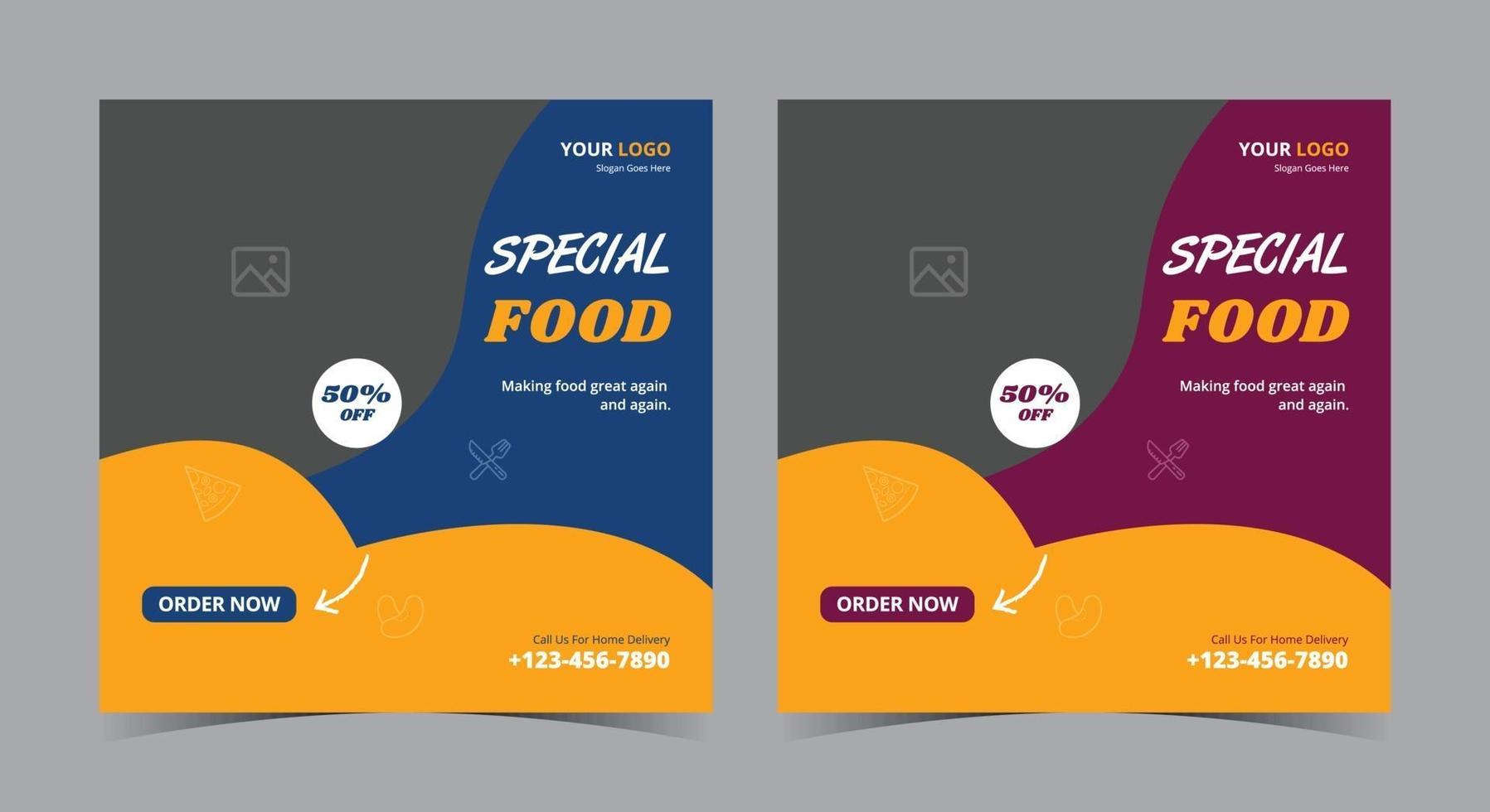 Special Food poster, food social media post and flyer vector