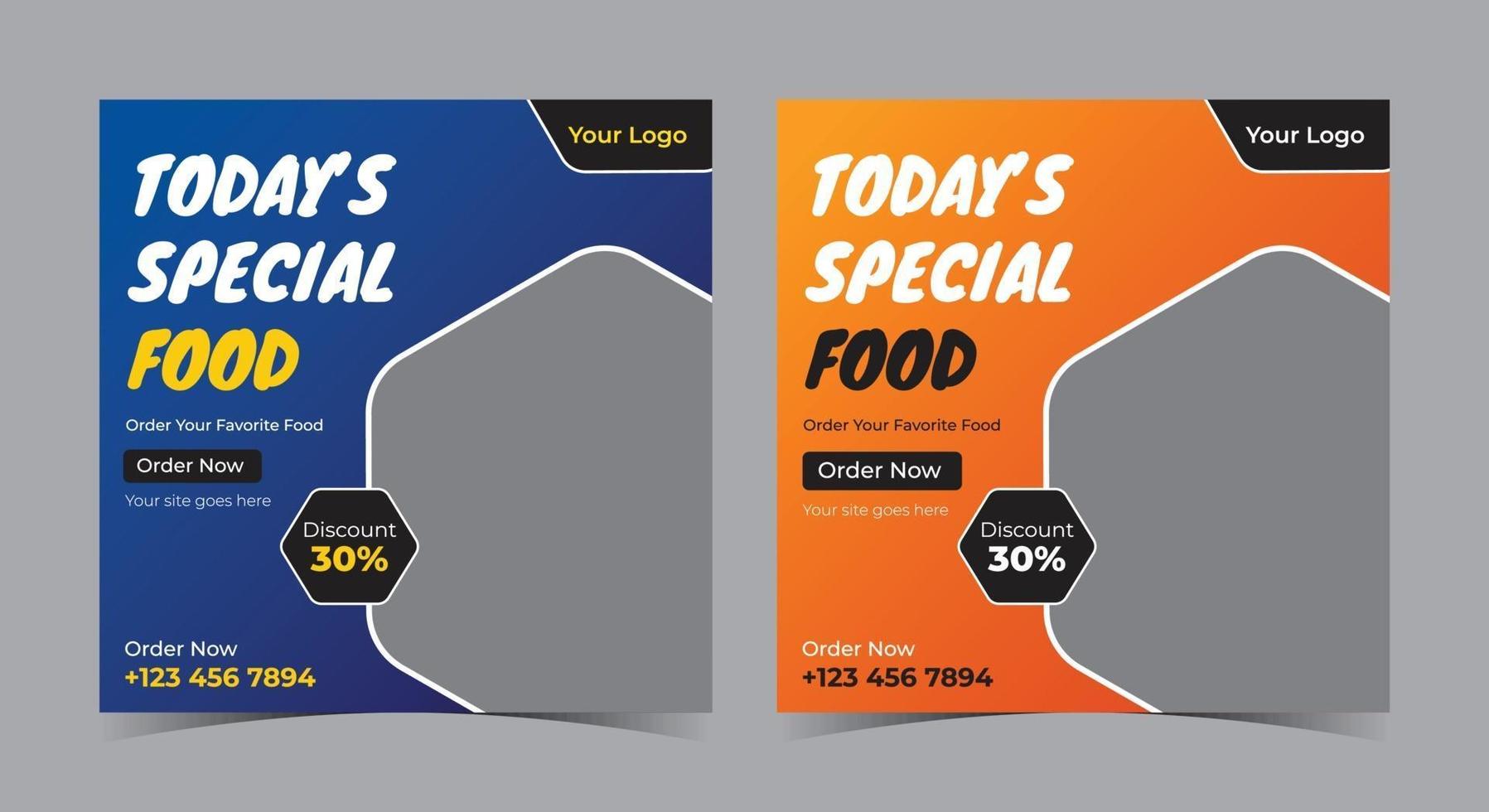 Today Special Food poster, food social media post and flyer vector