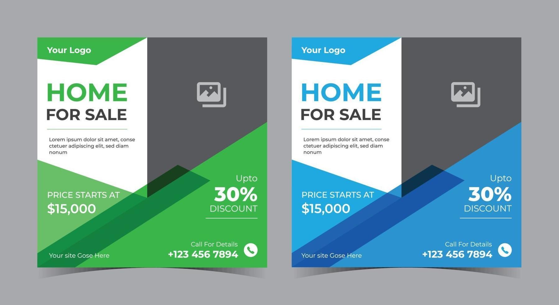 Home for sale poster, real estate social media post and flyer vector