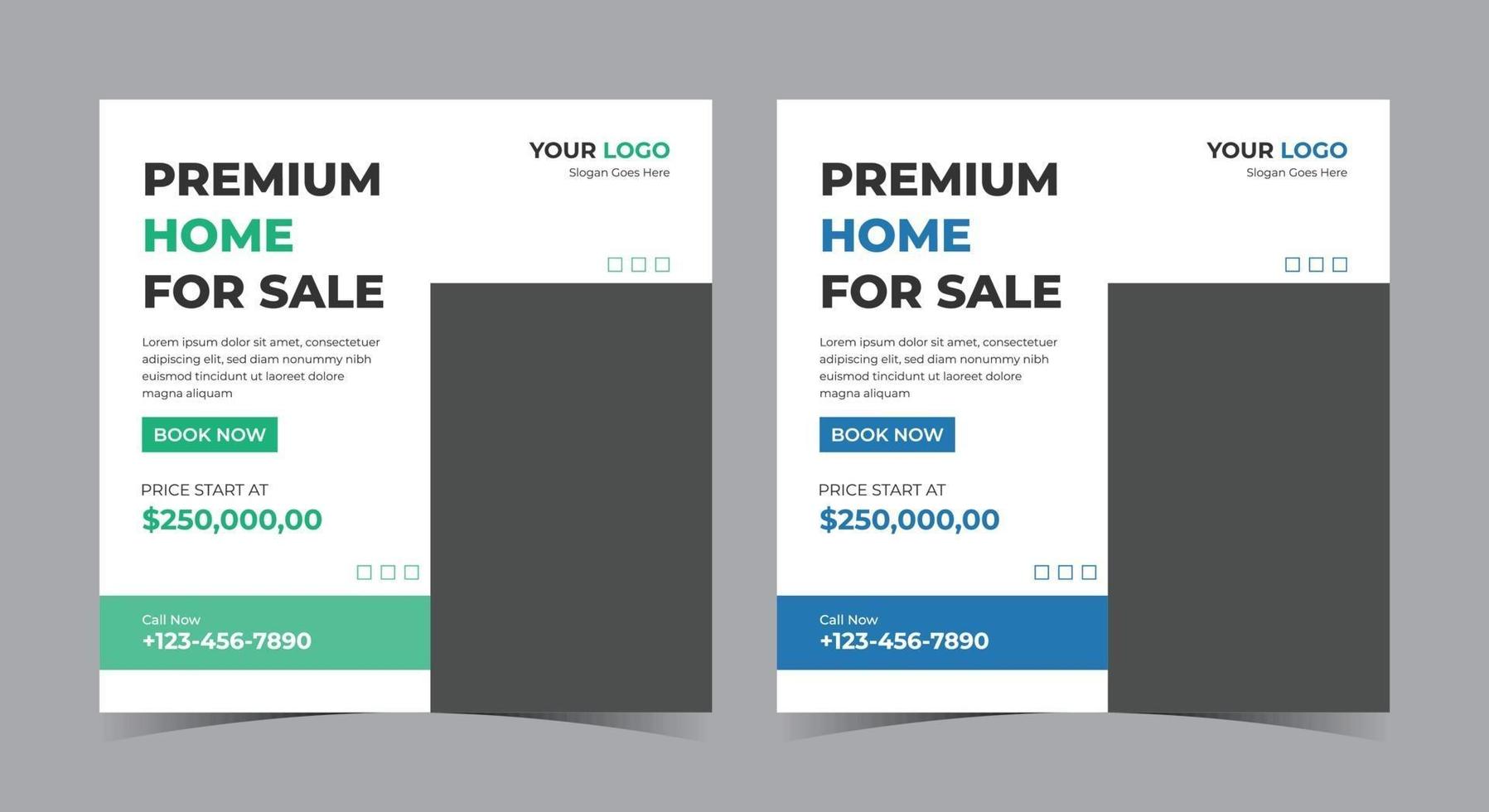 Premium Home for sale poster, real estate social media post and flyer vector