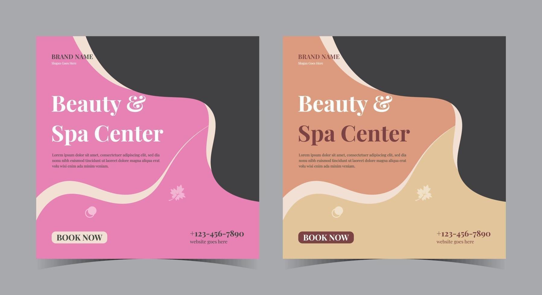 Beauty and Spa Center poster, Spa social media post and flyer vector