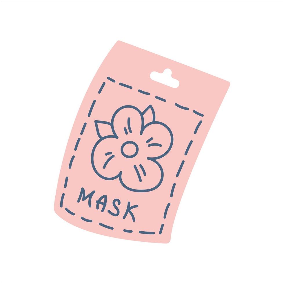 Pink packaging of a cosmetic face mask on a white background. Vector flat image isolated on a white background