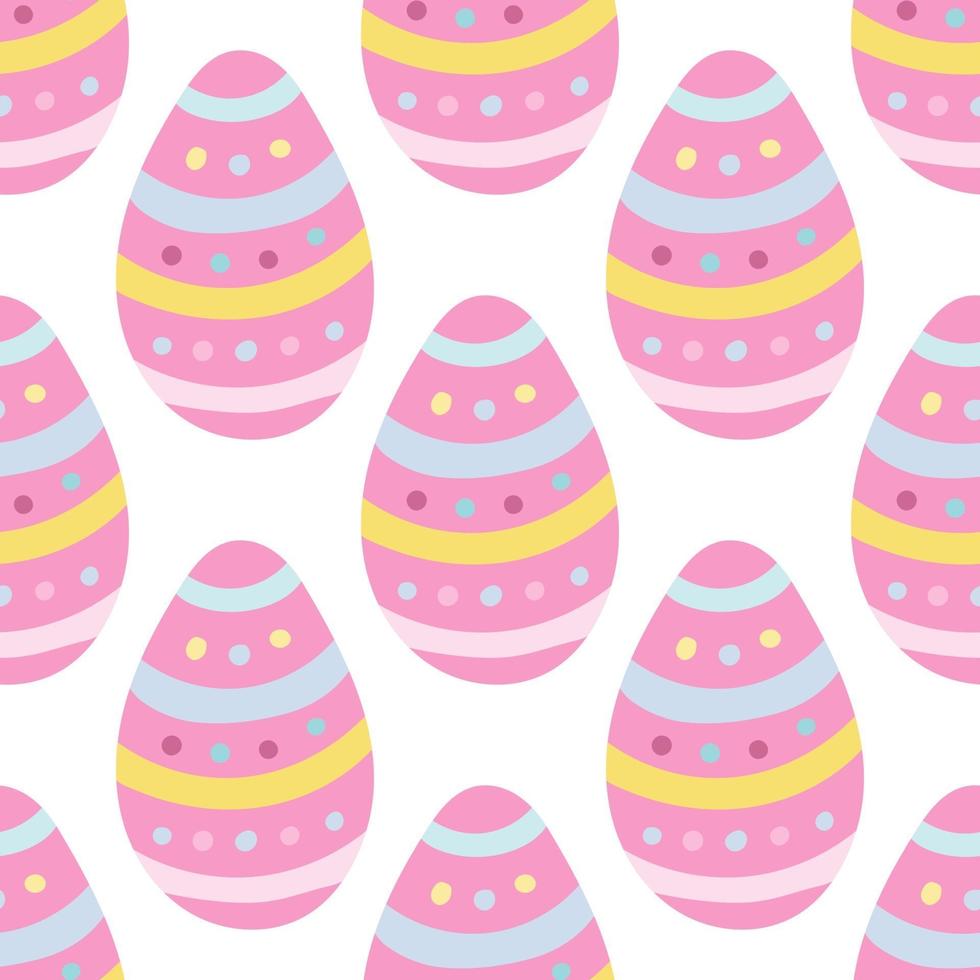 huevo de pascua en rosa sobre fondo blanco. vector de patrones sin fisuras en estilo plano