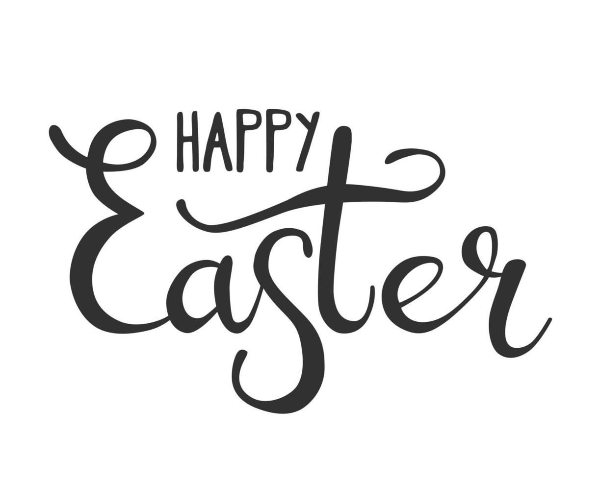 Hand lettering of Happy Easter on a white background. Vector illustration