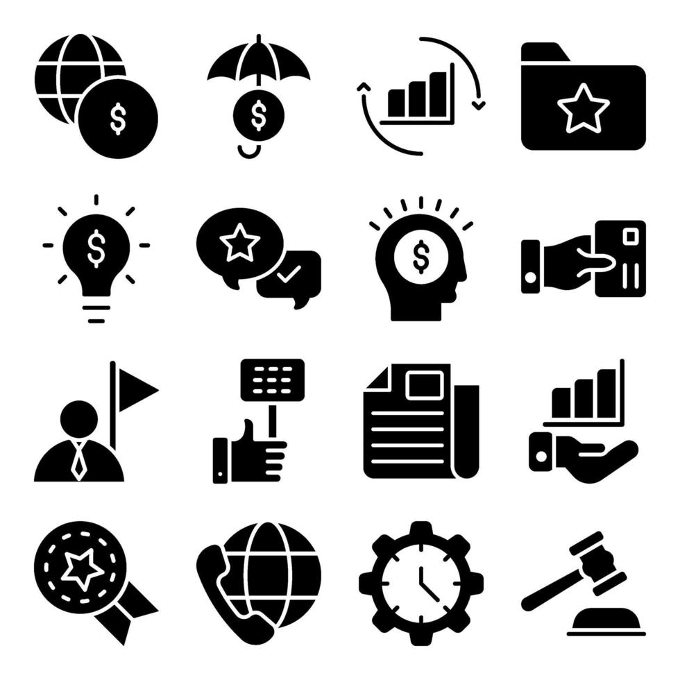 Pack of Business Idea Glyph Icons vector