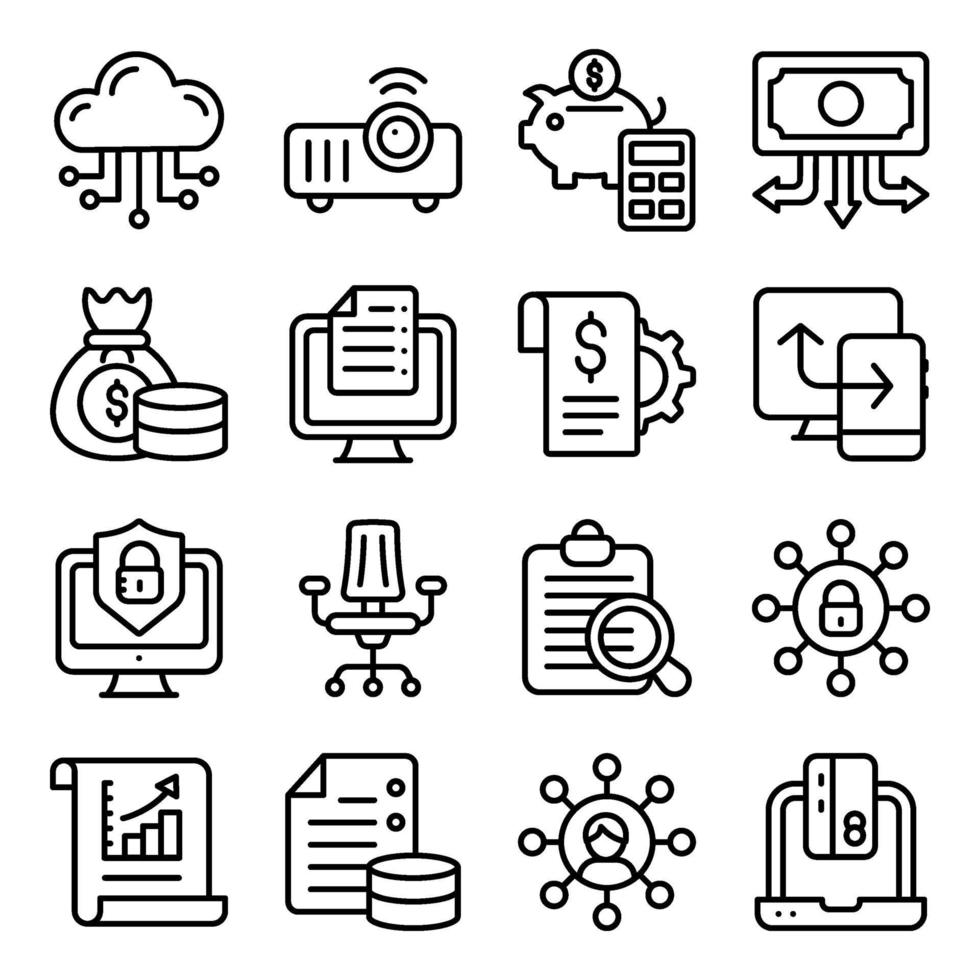 Pack of Financial Money Linear Icons vector